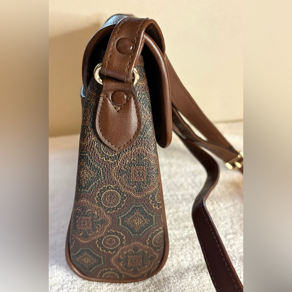 VTG Liz Claiborne Crossbody Brown Paisley Leather Purse Bag - Picture 7 of 16